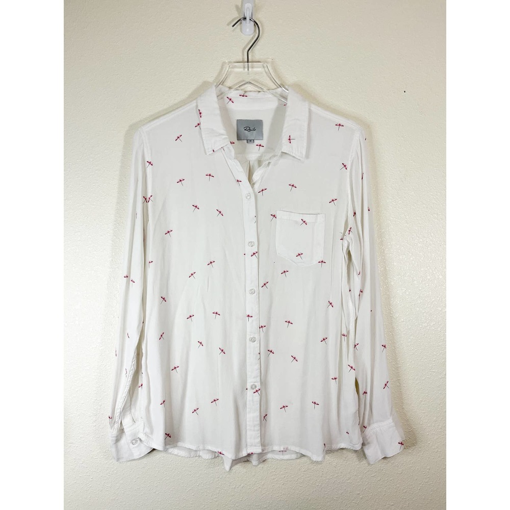 Rails Umbrella Button-Front Long Sleeve White Blouse Women's Size Medium